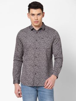 Lee - Men's Printed Grey Shirt Slim Fit