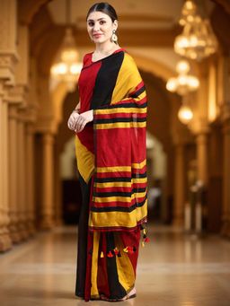 DESH BIDESH - Yellow Chic Cotton Silk Blend Saree with Unstitched Blouse