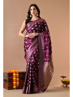 THE WEAVERS SHOP BY RAAVI - Woven Design Silk Blend Banarasi Saree with Unstitched Blouse