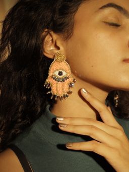 Digital Dress Room - Colourful Beaded Hamsa Evil Eye Dangler Earring Design Stylish Fashion Jewellery