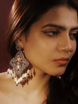 Digital Dress Room - Colourful Beaded Flower Dangler Earring with Pearls Designs Stylish Jewellery
