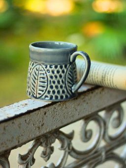 WEAVING HOMES - Subtle Grey Leaf Coffee Mug
