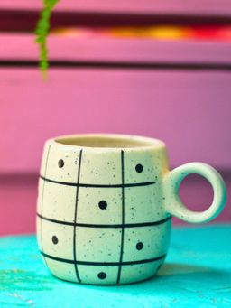 WEAVING HOMES - Black Polka Cuddle White Mug