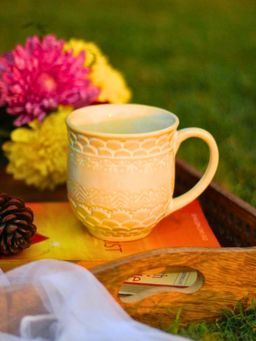 WEAVING HOMES - Pearl Textured Coffee White Mug