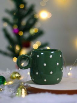 WEAVING HOMES - Christmas Cuddle Green Polka Mug