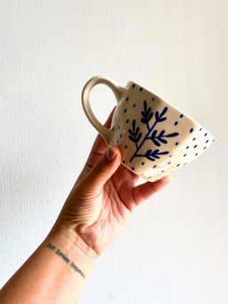 WEAVING HOMES - Blue Fall Leaf White Mug