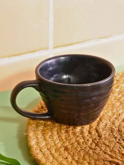 WEAVING HOMES - Black Twirl Coffee Blue Mug