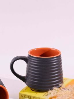 WEAVING HOMES - Black Ring Coffee Blue Mug