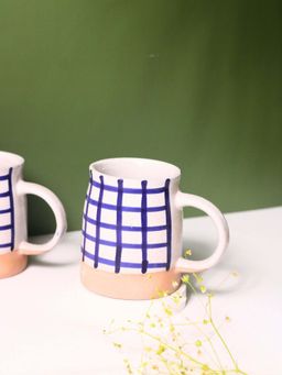 WEAVING HOMES - Blue Checkered Mug