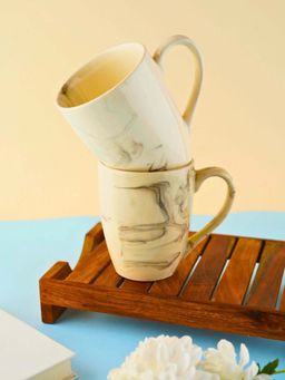 WEAVING HOMES - Black Marble Coffee Mug Cream (Pack of 2)