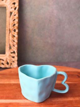 WEAVING HOMES - Blue Heart Shaped Mug