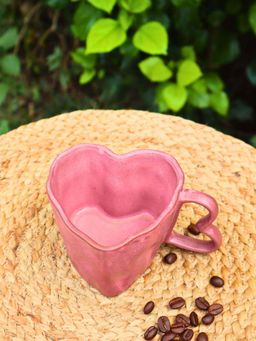 WEAVING HOMES - Dusty Pink Heart Shaped Blue Mug