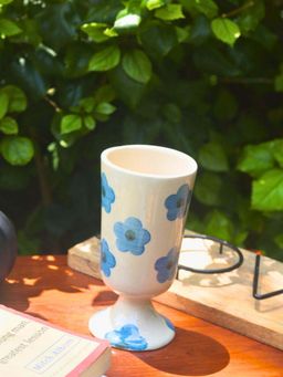 WEAVING HOMES - Blue Floral Wine Glass Mug