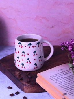WEAVING HOMES - Cherry Embrossed White Mug