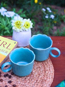 WEAVING HOMES - Teal Wavy Blue Mug