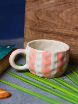 WEAVING HOMES - Striped Heart White Mug
