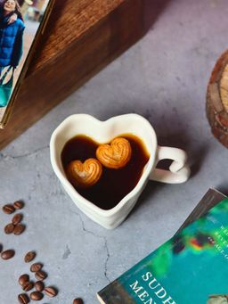 WEAVING HOMES - White Heart Shaped Mug