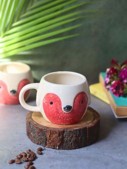 WEAVING HOMES - Owl White & Red Mug