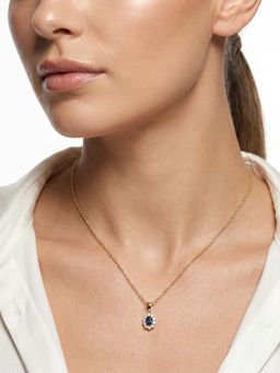 Carlton London - 18K Gold Plated Blue Floral Pendant Necklace