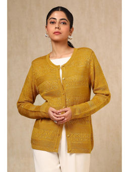 Soch - Mustard Acrylic Crochet Cardigan