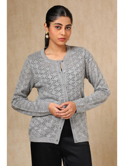 Soch - Grey Acrylic Crochet Cardigan