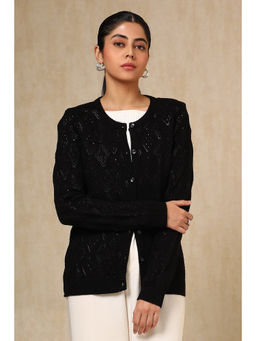 Soch - Black Acrylic Crochet Cardigan