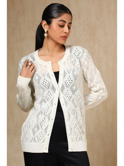 Soch - Off White Acrylic Crochet Cardigan