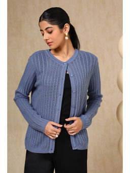 Soch - Blue Acrylic Crochet Cardigan