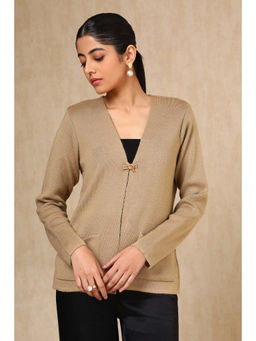 Soch - Beige Acrylic Solid Cardigan