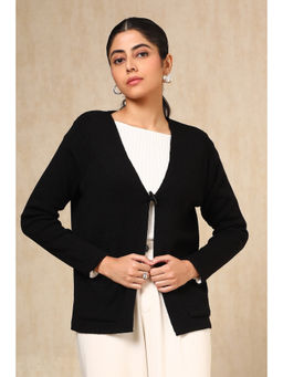 Soch - Black Acrylic Solid Cardigan