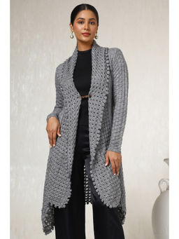 Soch - Grey Acrylic Woven Design Shrug (Set of 2)