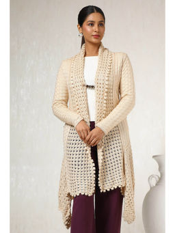 Soch - Beige Acrylic Woven Design Shrug (Set of 2)