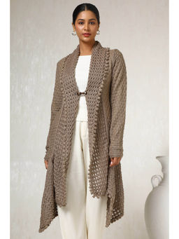 Soch - Beige Acrylic Woven Design Shrug (Set of 2)