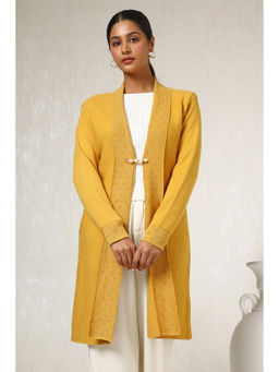 Soch - Mustard Acrylic Printed Shrug (Set of 2)