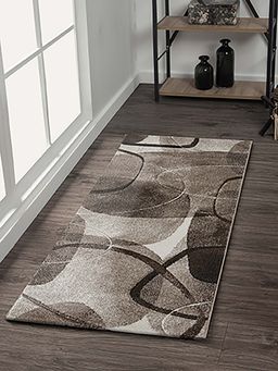 OBSESSIONS - Cream Abstract Polypropylene Jute Backing Bedside Runner