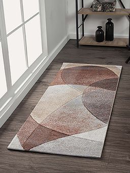OBSESSIONS - Brown Abstract Polypropylene Jute Backing Bedside Runner