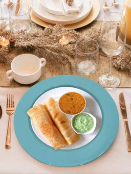 Metalsmith - Blue 13 Inch Round Parties And Wedding Charger Plate (Pack Of 4)