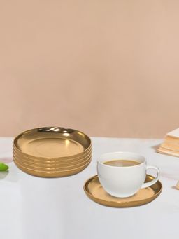 Metalsmith - Iron Set Of 4 Gold Finish Metal Round Coasters