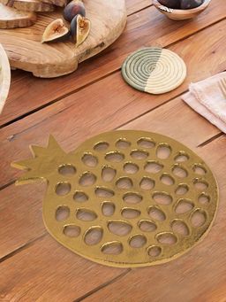 Metalsmith - Metal Square Non-Slip Dining Place Gold Finish Trivet For Kitchen