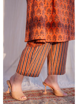 The Indian Ethnic Co. - Divya Ajrakh Slub Cotton Pant