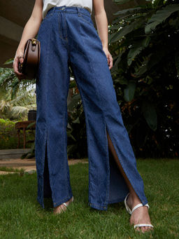 PINACOLADA - Women Indigo Blue Harlequin-Distressed Denim Jeans