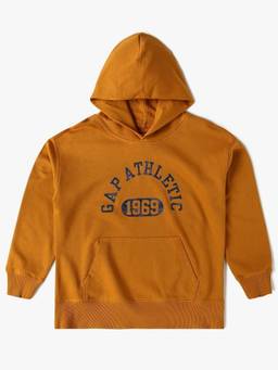GAP - Yellow Solid Cotton Blend Relaxed Hoodie