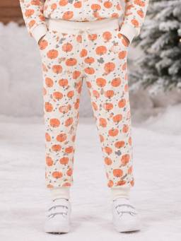 KiddoPanti - Cream Printed Cotton Blend Regular Joggers