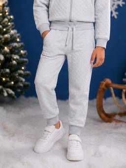 KiddoPanti - Grey Solid Cotton Blend Regular Joggers