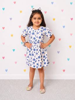 Babies of Wonder - Blue Floral Cotton Regular Dress