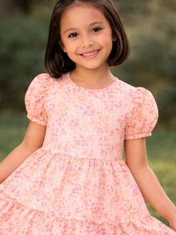 Babies of Wonder - Pink Floral Organza A-Line Dress
