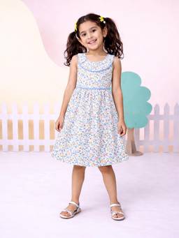 Babies of Wonder - Blue Floral Blended Regular Dress