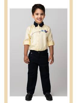 Little Collars - Yellow Printed Blended Formal Set