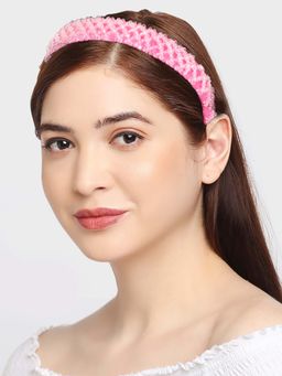 OOMPH - Pink Crystal Studded Fashion Party Thick Hair Band