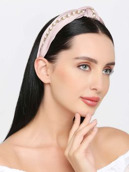 OOMPH - Pink and Gold Chain with Pearls Fashion Hair Band